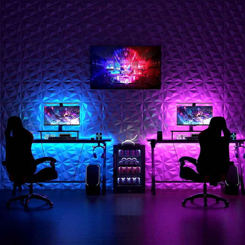 MIX3D 33 Pack 3D Wall Panels, Modern Diamond Textured Design for Interior Wall Decor in Living Room Bedroom Game Room Office Hotel, Black, 12'' x 12'' Cover 32 Sq. Ft - Image 5